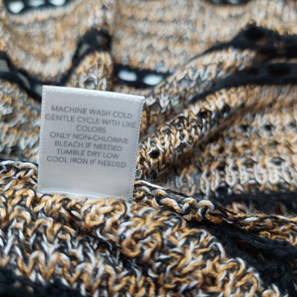 CJ Banks Cardigan Size Medium Open Front Open Knit Crochet Sweater Duster - Picture 7 of 8